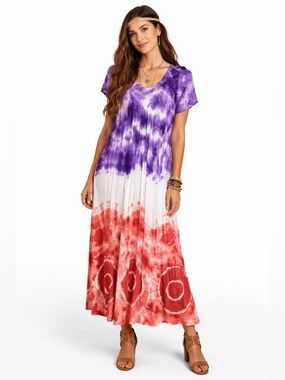 Belma New York Tie Dye Maxi Dress Free Size Boho Hippie Festival Pockets